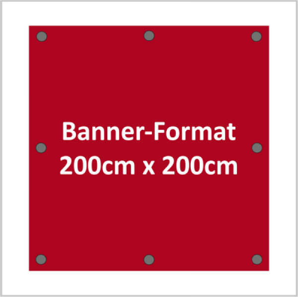 Werbebanner 2x2m mit Metallösen alle 50cm